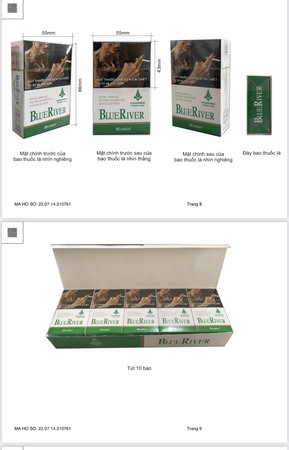 Thuốc lá điếu đầu lọc  Blueriver Menthol Bao cứng